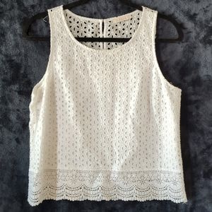 White Lace Sleeveless Blouse